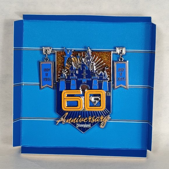 Disneyland 60th Anniversary Jumbo Pin Limited Edition Castle  Disneyland 60th Anniversary Jumbo Pin Limited Edition Castle Tinker Bell Diamond